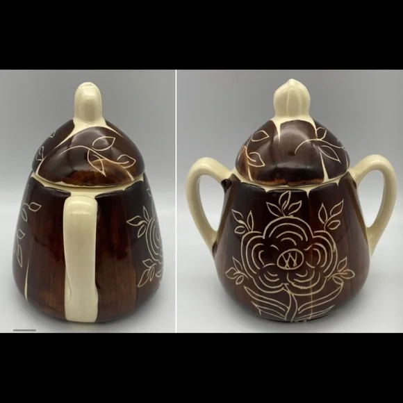 6 Piece Lot of Purinton Intaglio Brown Pottery - Picture 2 of 12